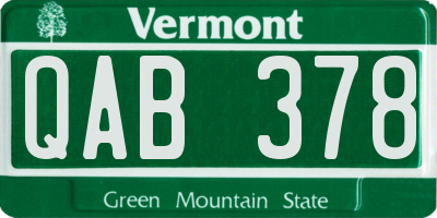 VT license plate QAB378
