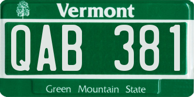VT license plate QAB381