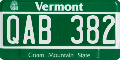 VT license plate QAB382