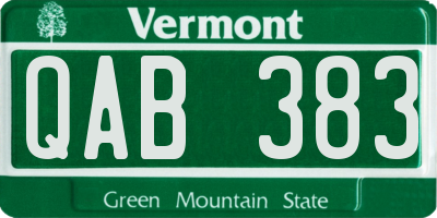 VT license plate QAB383