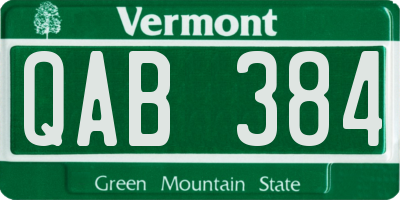 VT license plate QAB384