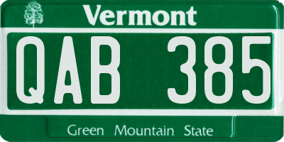 VT license plate QAB385