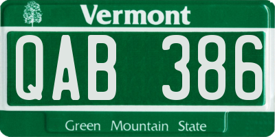 VT license plate QAB386