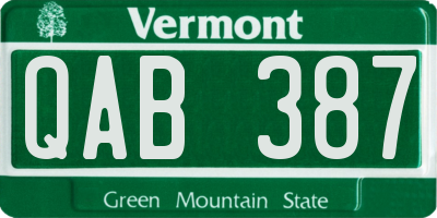 VT license plate QAB387