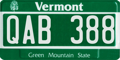 VT license plate QAB388