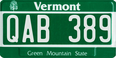 VT license plate QAB389