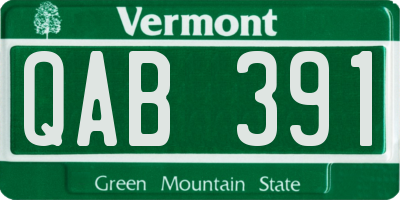 VT license plate QAB391