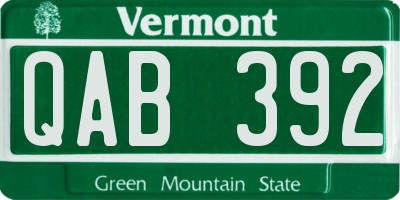 VT license plate QAB392