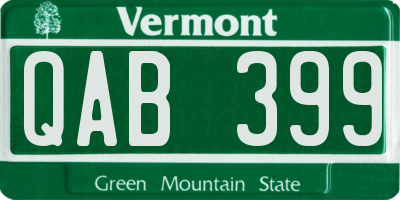 VT license plate QAB399