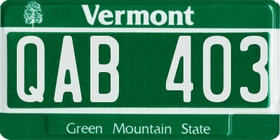 VT license plate QAB403