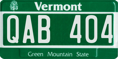 VT license plate QAB404