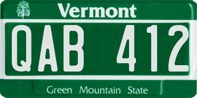 VT license plate QAB412