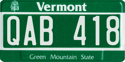 VT license plate QAB418