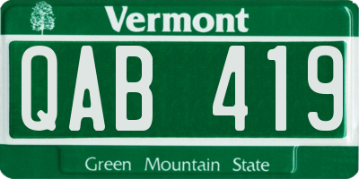 VT license plate QAB419