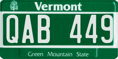 VT license plate QAB449