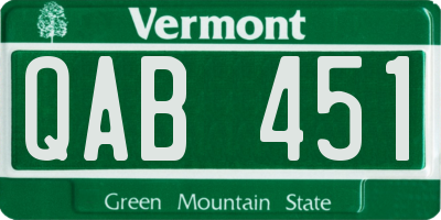 VT license plate QAB451