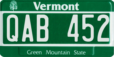 VT license plate QAB452