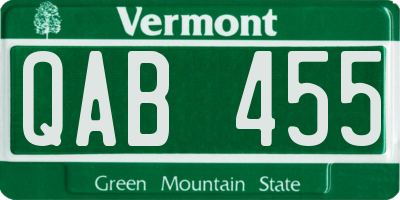 VT license plate QAB455