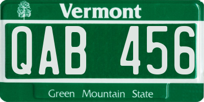 VT license plate QAB456