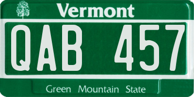 VT license plate QAB457
