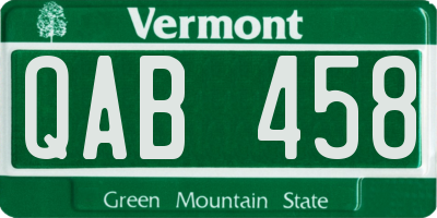 VT license plate QAB458