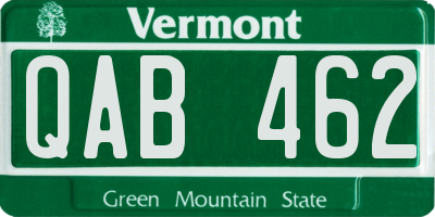 VT license plate QAB462