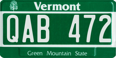 VT license plate QAB472