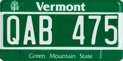 VT license plate QAB475