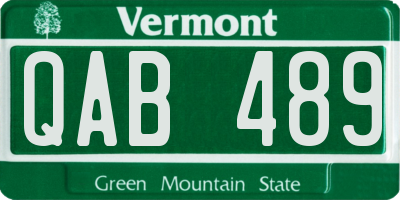 VT license plate QAB489