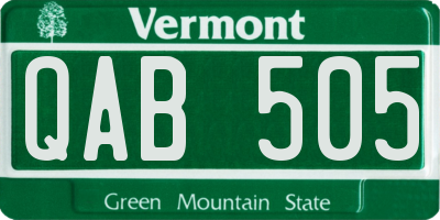 VT license plate QAB505