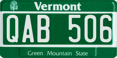 VT license plate QAB506