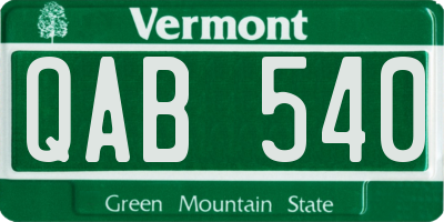 VT license plate QAB540