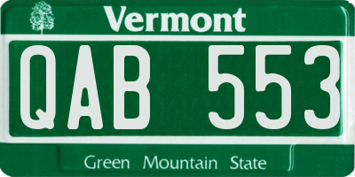 VT license plate QAB553