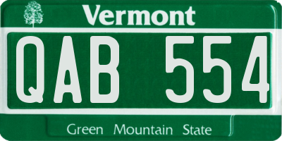 VT license plate QAB554