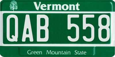 VT license plate QAB558