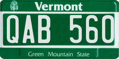 VT license plate QAB560