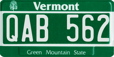VT license plate QAB562