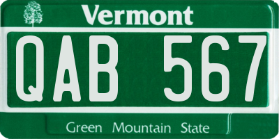 VT license plate QAB567