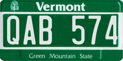 VT license plate QAB574
