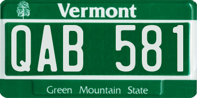 VT license plate QAB581