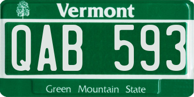 VT license plate QAB593