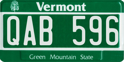 VT license plate QAB596