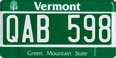 VT license plate QAB598