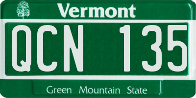 VT license plate QCN135