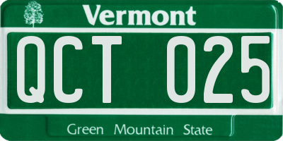 VT license plate QCT025