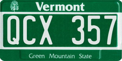 VT license plate QCX357