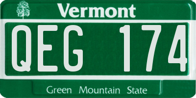 VT license plate QEG174