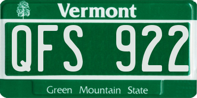 VT license plate QFS922