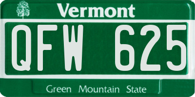 VT license plate QFW625