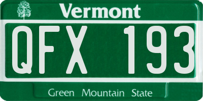 VT license plate QFX193